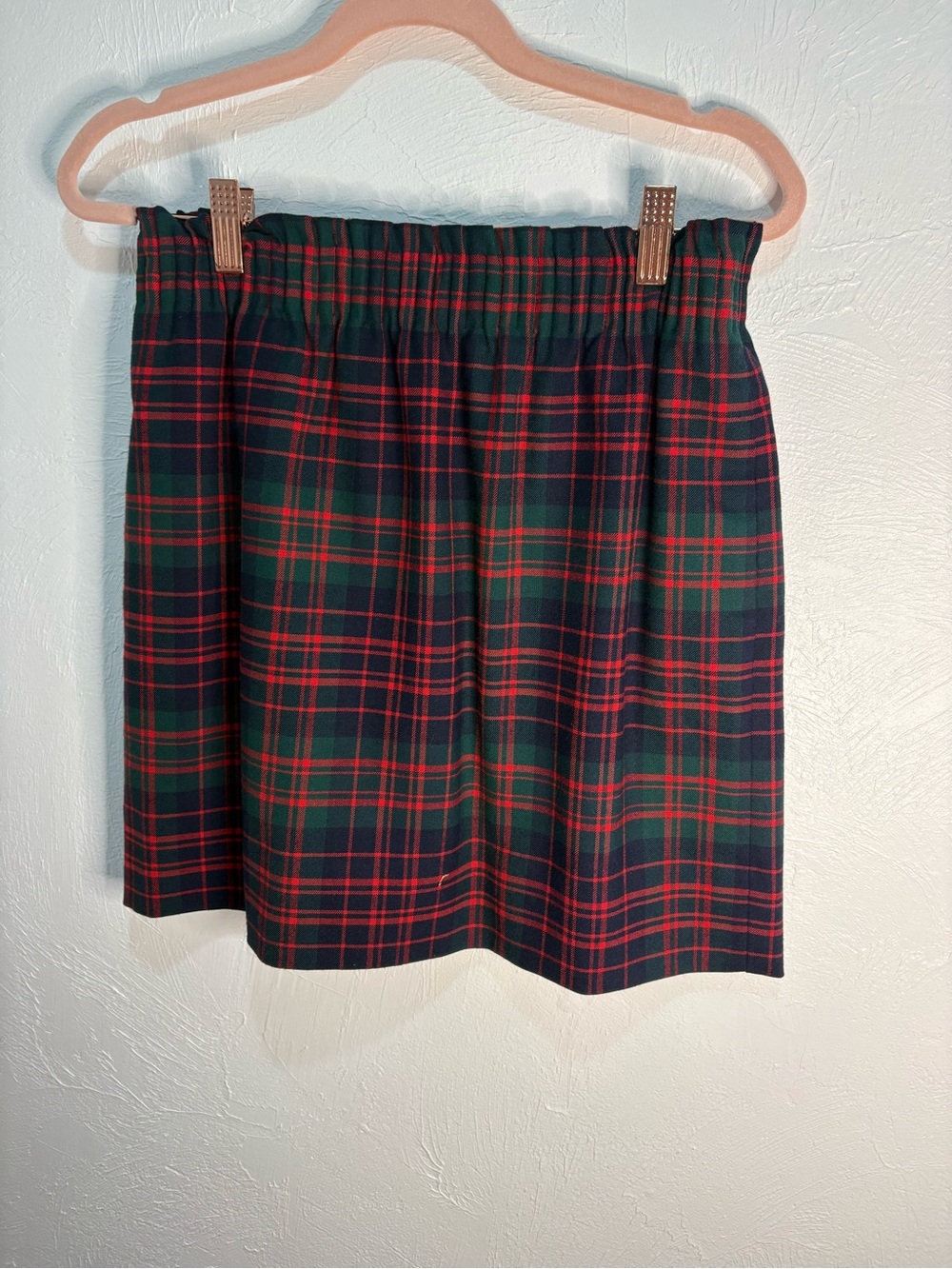 J. Crew Plaid Skirt Sidewalk Red Green Plaid Wool Blend